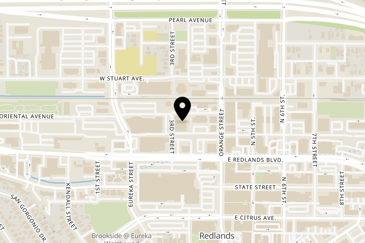 Map showing the location of Baba's Hot Chicken Redlands on 330 3rd St Unit 13 in Redlands